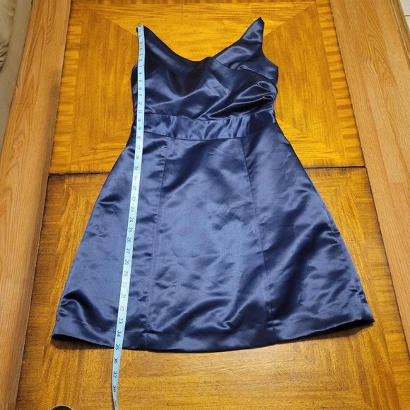 Aria Blue Satin Wrap Top Dress - Picture 12 of 14